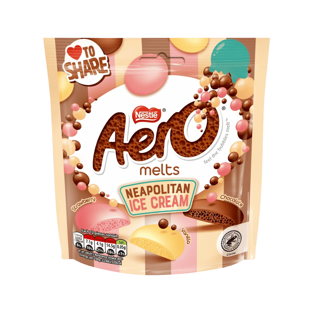 Aero Chocolate Melts Neapolitan Ice Cream Pouch