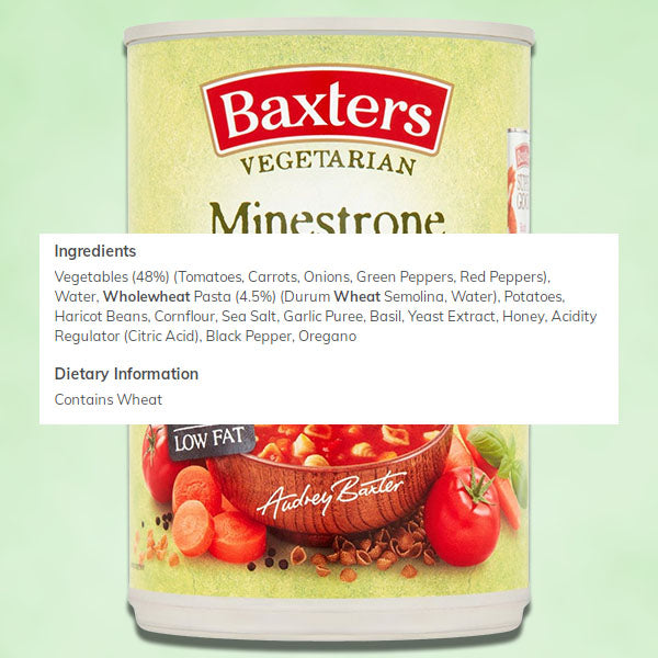 Baxters Vegetarian Minestrone With Wholewheat Pasta