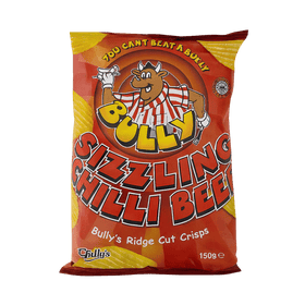 Bully Sizzling Chilli Beef Flavour Ridge Cut Crisps