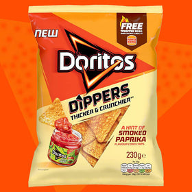 9 x Doritos Dippers Smoked Paprika Corn Chips 230g Crisp Sharing Packs