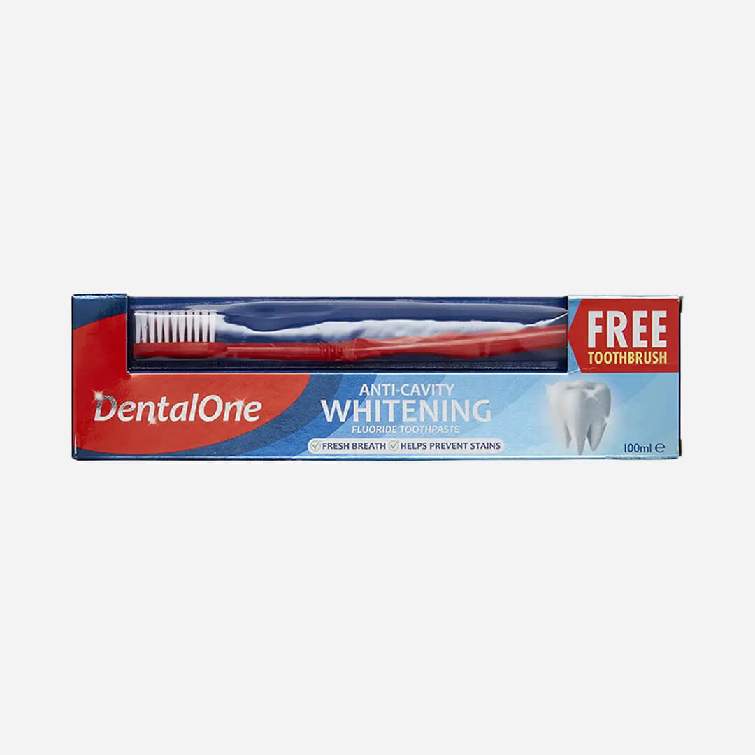 DentalOne Anti-Cavity Whitening Fluoride Toothpaste & Toothbrush