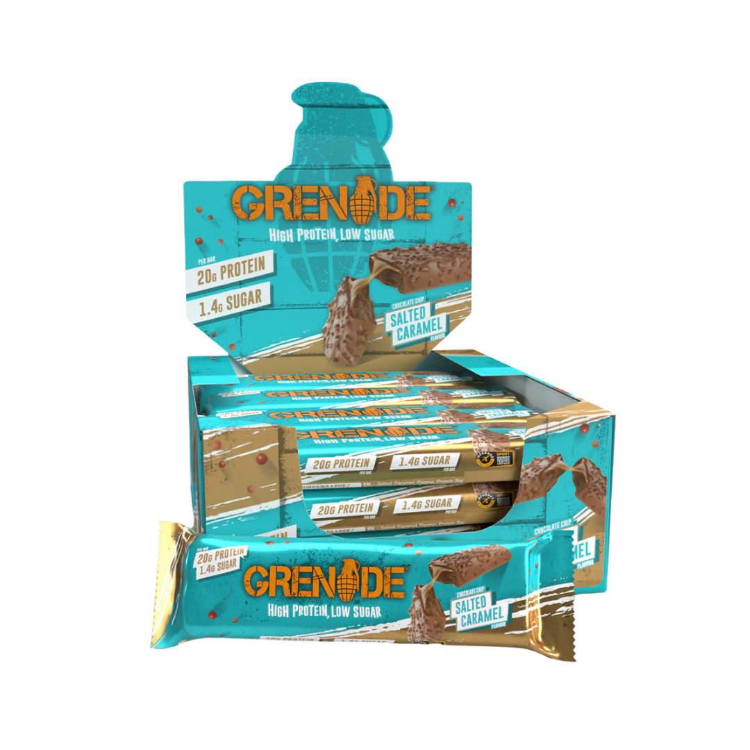 Grenade High Protein Low Sugar Chocolate Chip Salted Caramel Flavour Bars
