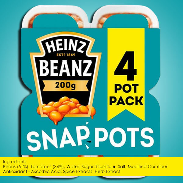 Heinz Baked Beanz In Rich Tomato Sauce Snap Pots