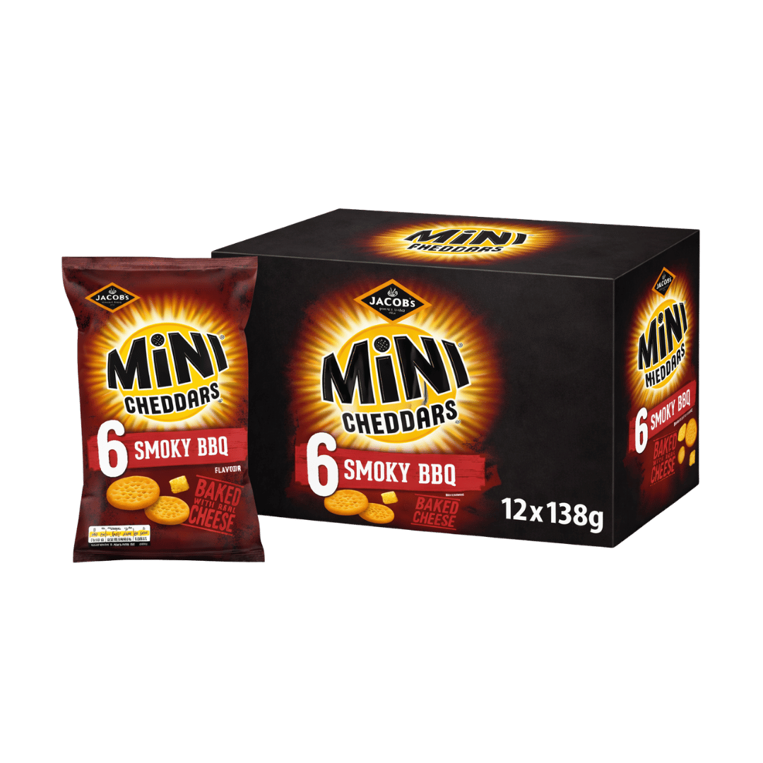 Case Jacobs Mini Cheddars Smoky BBQ 12 x 138g