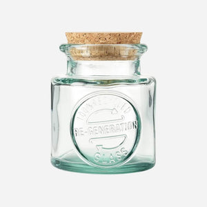 Re-Generation Medium Jar Glass Storage Bottle With Cork Lid