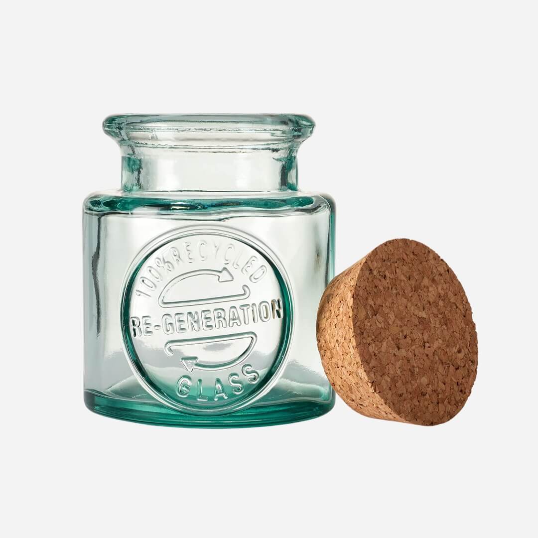 Re-Generation Medium Jar Glass Storage Bottle With Cork Lid