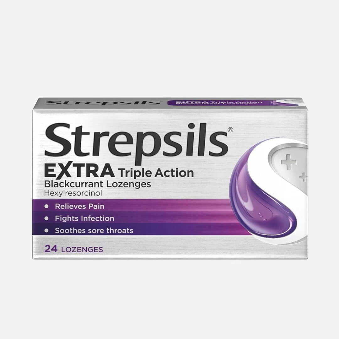 Strepsils Extra Triple Action Blackcurrant Lozenges