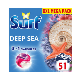 Surf 3 in 1 Laundry Washing Capsules Deep Sea 51 Washes