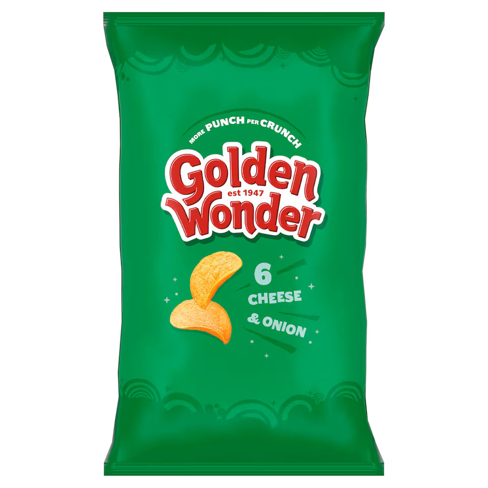 Golden Wonder Cheese And Onion Flavour Crisps 6 x 25g