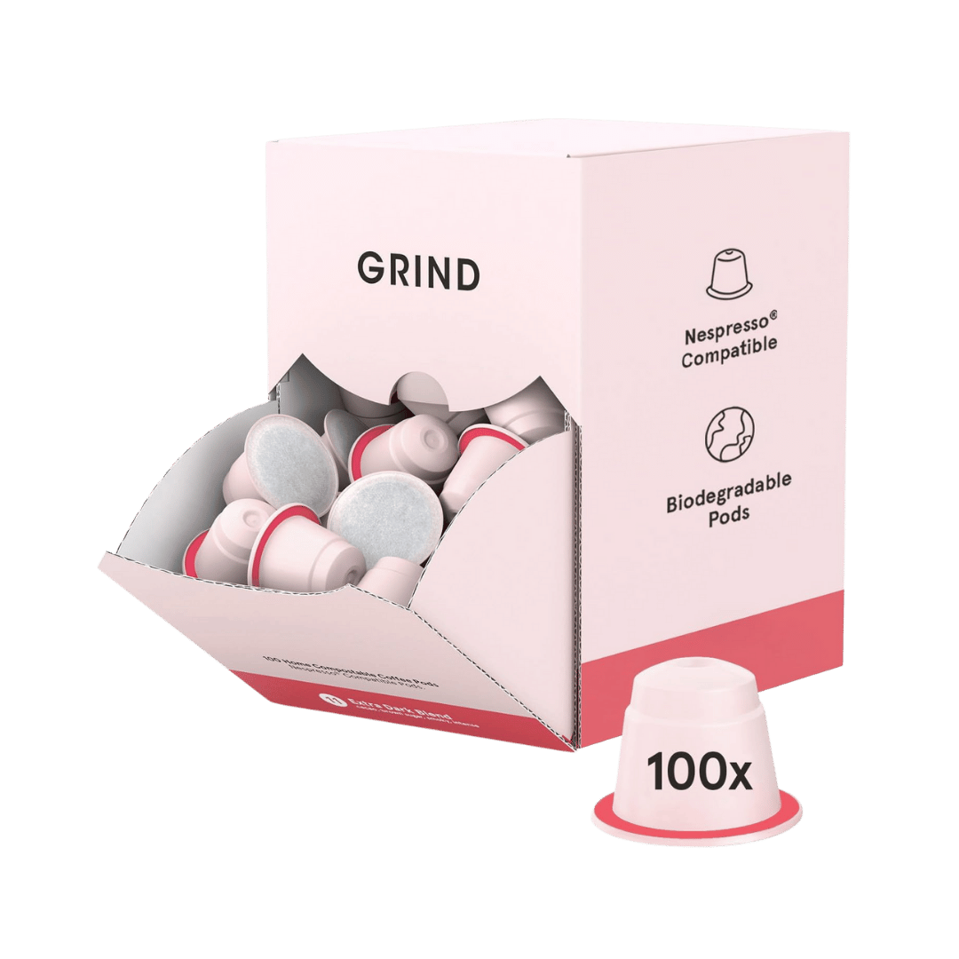Grind Extra Dark Coffee Pods Bulk Pack Biodegradable Arabica Capsules