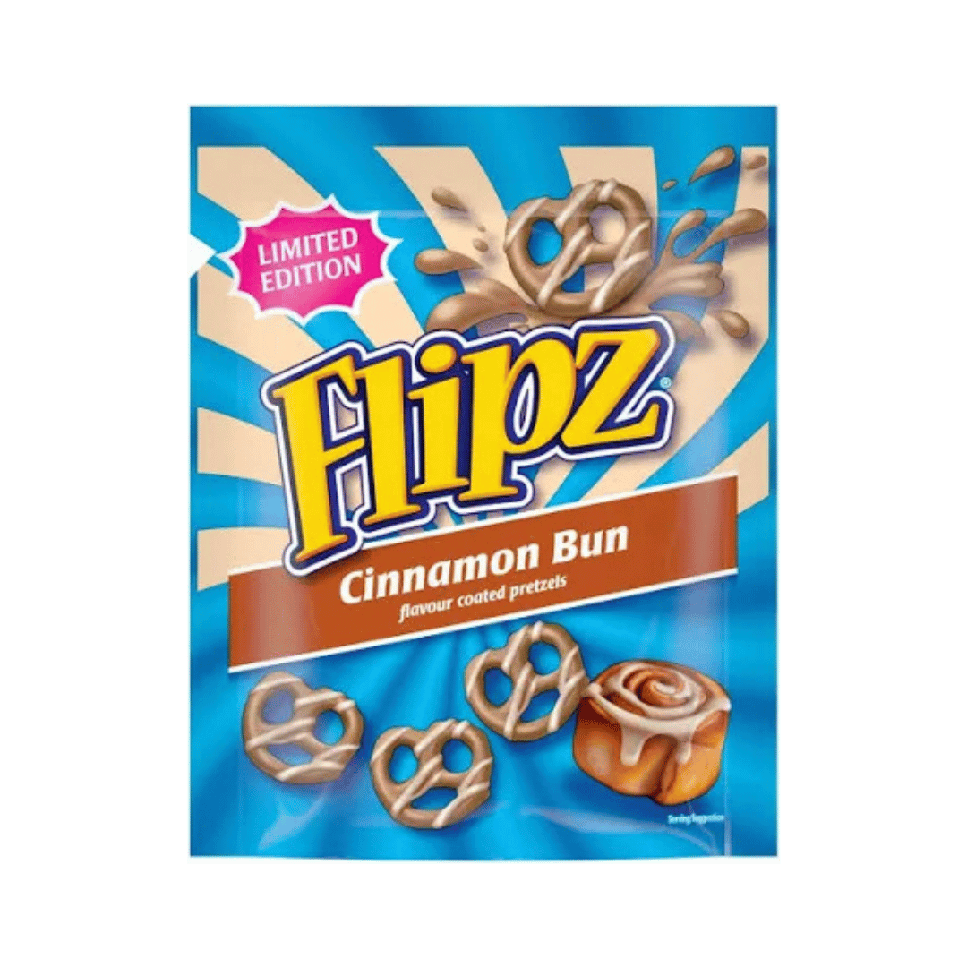 Flipz Cinnamon Bun Flavour Coated Pretzel Snacks