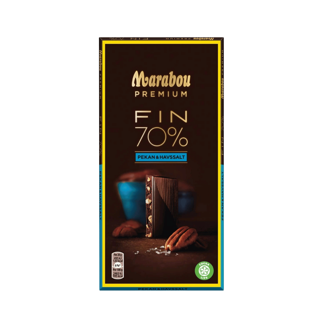Marabou Premium Dark Chocolate Pecan & Sea Salt 70%