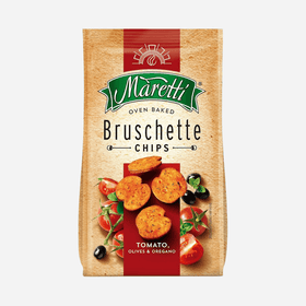 Maretti Bruschette Tomato, Olives & Oregano Flavour Crunchy Italian Inspired Chips