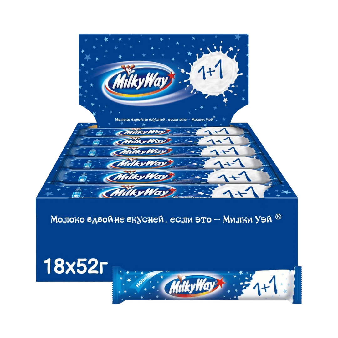 Milky Way 1+1 Chocolate Bars New Edition