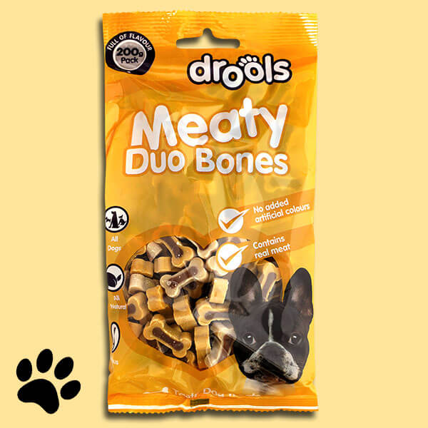 1 x Drools Meaty Duo Bones Tasty Pet Dog Treats 200g Pack