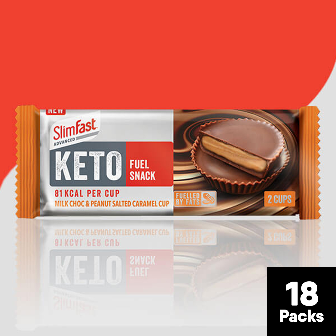 18 x Slimfast Keto Milk Choc Peanut Salted Caramel Cups 28g